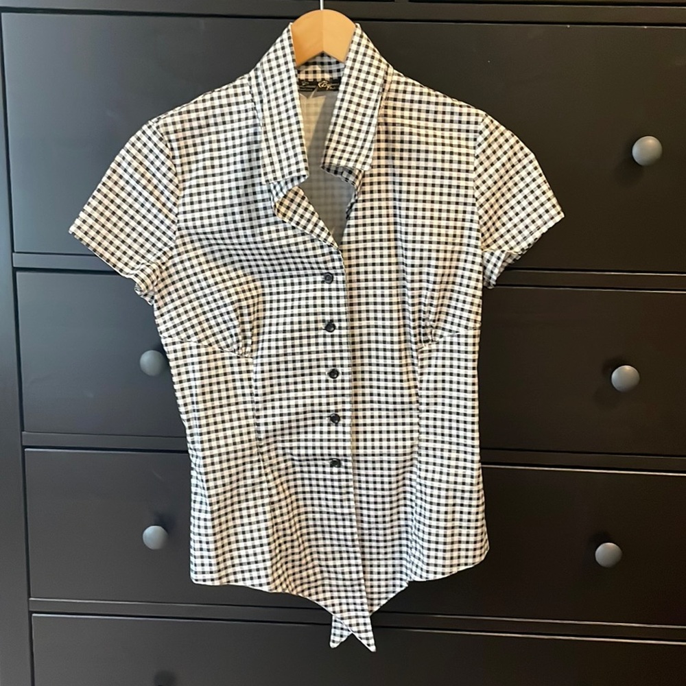 Pinup Couture Tie Front Gingham Crop Top